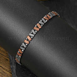 Braccialetti elastici con perline di ematite sintetica non magnetica per uomo&nbsp;WG36233-02