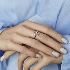 Комплект из ожерелья и кольца из стерлингового серебра со звездой и луной YV6994-6