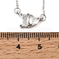 Collane con catena a maglie e ciondolo rettangolare e a cuore in ottone con pavé di zirconi cubici&nbsp;KK-CBAB173-04P-04