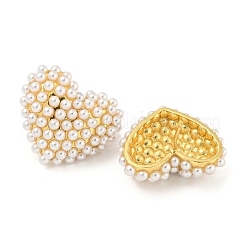 Pendientes de perlas de imitación de plástico ABS y latón chapado en estante&nbsp;EJEW-N055-03A-G-RS