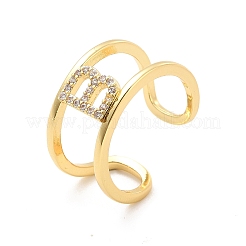 Кольцо-манжета с открытой буквой из прозрачного кубического циркония&nbsp;RJEW-A012-01G-B