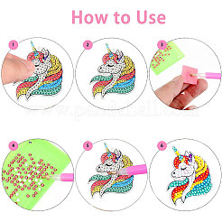 Kit de porte-clés à faire soi-même avec peinture diamant licorne (5 pièce)&nbsp;DIY-SC0016-86