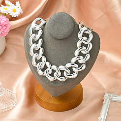 1 шт. алюминиевая толстая кубинская цепочка-чокер ожерелья для женщин&nbsp;NJEW-SP0001-11P