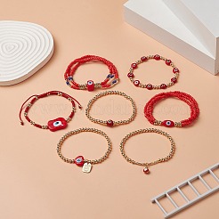 Set di braccialetti elastici con perline in ottone e semi di vetro e semi di vetro e set di braccialetti elasticizzati per donna&nbsp;BJEW-JB09249-01
