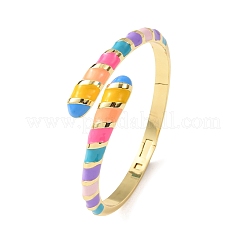 Bracelets manchettes en laiton émaillé serpent&nbsp;BJEW-A163-01G-05