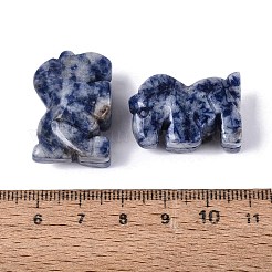 Figurina di cavallo in diaspro blu naturale a macchie&nbsp;DJEW-N005-01I
