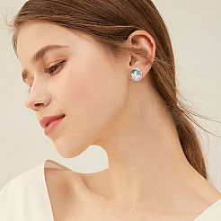 50 pièce de boucles d'oreilles rondes et plates en acier inoxydable 304&nbsp;STAS-BBC0010-39C