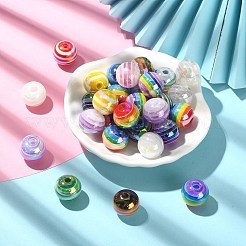 30 шт. гальванические непрозрачные полосатые европейские бусины из смолы&nbsp;RESI-CJ0003-10