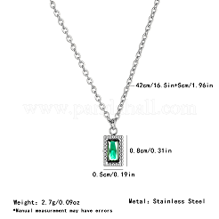 Collane vintage da donna con pendente rettangolare in acciaio inossidabile 304 e strass color smeraldo.&nbsp;NI1330-2