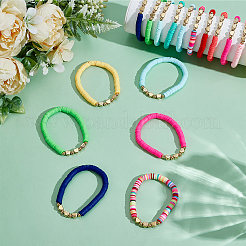 3 комплект из 36 эластичных браслетов из полимерной глины с бусинами хейши&nbsp;BJEW-GO0001-38