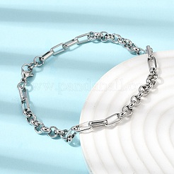 Schmucksets aus Armband und Halskette mit tropfenförmigen Gliederketten aus Edelstahl 304&nbsp;SJEW-L199-18P