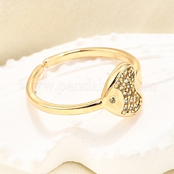 Латунные кольца-манжеты с микропаве и прозрачным цирконием для женщин&nbsp;RJEW-H247-33G