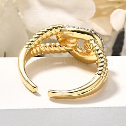 Латунные кольца из манжеты с прозрачным цирконием&nbsp;RJEW-U035-12GP