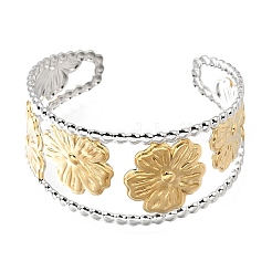 Brazaletes tipo brazalete huecos con forma de flor&nbsp;SA-CBAB767-25GP