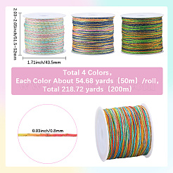 4 рулон 4-цветного сегментно окрашенного круглого нейлонового шнура с китайским узлом&nbsp;WCOR-SC0001-02A