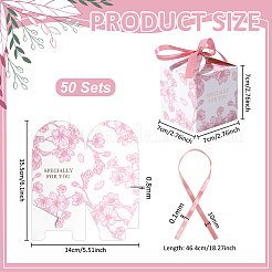 Bonbonschachteln aus Papier mit Blumenmuster und Schleife&nbsp;CON-WH0089-270B