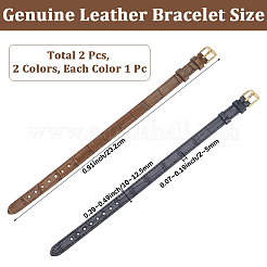2 Stück 2 Farben Leder strukturierte Armband Riemen Schiebearmbänder für Schiebe-Charms&nbsp;AJEW-CL0002-98