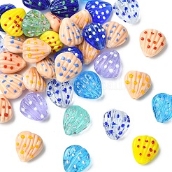 1 нить бусин ручной работы в технике лэмпворк с выпуклыми краями&nbsp;LAMP-YW0004-10