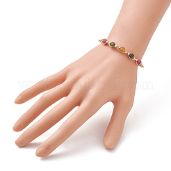 Браслеты-слайдеры из натуральных разноцветных кубических бусин турмалина&nbsp;BJEW-JB13345-01