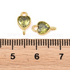 Breloques de connexion en forme de cœur serties de zirconiums cubiques et serties de laiton&nbsp;KK-K340-49G-06