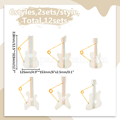 12 Stück 6 Stile unvollendete Holzgitarrenanhänger für Malkunst&nbsp;WOOD-ME0001-22