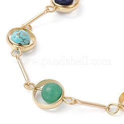 Véritable bague en laiton plaqué or 24 carat et bracelet chaîne à maillons de barre&nbsp;BJEW-TA00390