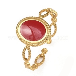 Овальные эмалевые манжеты из нержавеющей стали 304 для женщин&nbsp;RJEW-G355-01G