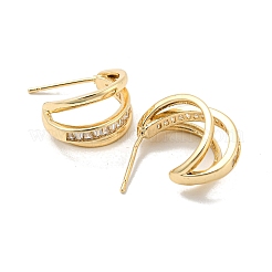 Латунная серьга-гвоздик с микропаве и кубическим цирконием&nbsp;EJEW-B035-04KCG