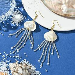Orecchini pendenti in perle finte di conchiglia naturale&nbsp;EJEW-MZ00231