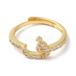 Anillos ajustables con letras árabes de circonia cúbica de latón chapado en estante para mujer&nbsp;RJEW-S407-10G-09