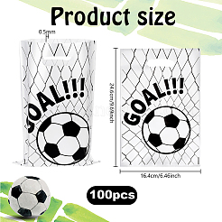 100 sac cadeau en plastique imprimé football avec poignée perforée&nbsp;ABAG-WH0045-101A