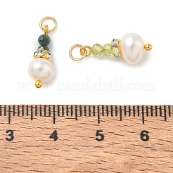 3 pezzo 3 stili sfaccettati peridoto naturale e agata muschiata e avventurina verde naturale e pandani di perle patata&nbsp;PALLOY-JF06048-03