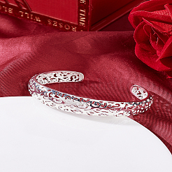 Европейский классический стиль латуни манжеты браслеты для женщин&nbsp;BJEW-LP0001-04