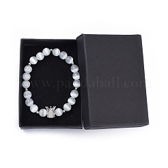 Pulseras de ojo de gato redondo estirar pulseras&nbsp;BJEW-JB04409-02