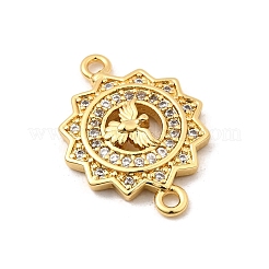 Подвески-цветочки с микропаве из латуни и прозрачным кубическим цирконием&nbsp;KK-I360-008G-01