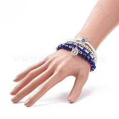 Set di braccialetti elasticizzati con perline di vetro e lampwork malocchio stile 5 pz 5&nbsp;BJEW-JB09119