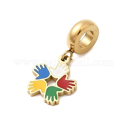 304 нержавеющая сталь цветная эмаль европейские подвески-шармы&nbsp;STAS-D153-01B-G