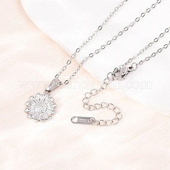 Colliers à pendentif fleur en acier inoxydable 304 avec chaîne câble pour hommes et femmes&nbsp;NJEW-K308-05E-P