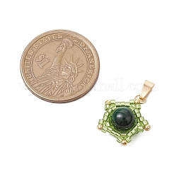 Colgantes de estrella hechos a mano con cuentas de vidrio y ojo de tigre natural (teñido y calentado)&nbsp;PALLOY-MZ00490-04