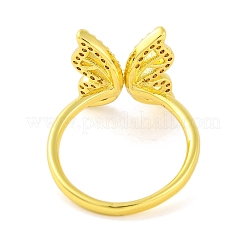 Открытое кольцо-манжета из латуни с бабочкой и микро-паве для женщин с прозрачным кубическим цирконием&nbsp;RJEW-U003-13G