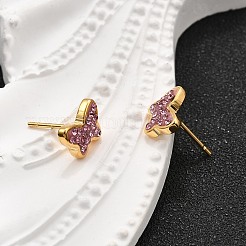 12 пара серег-гвоздиков из нержавеющей стали 304 со стразами&nbsp;EJEW-B135-01G-02