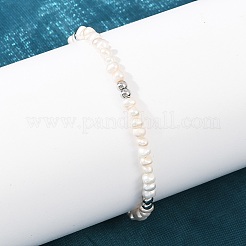 Браслеты из круглых бусин из латуни и натурального жемчуга для женщин&nbsp;BJEW-D366-02P