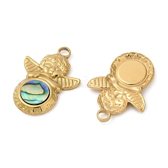 Anhänger aus natürlicher Paua-Muschel aus Edelstahl 304&nbsp;STAS-L288-01G-01
