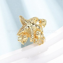 Открытые кольца из латуни с морской тематикой&nbsp;RJEW-Z129-01G-02