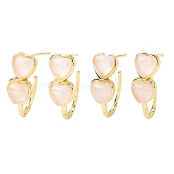 Pendientes de corazón con piedras mixtas naturales y sintéticas para San Valentín&nbsp;EJEW-T053-01G