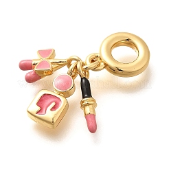 Breloques pendantes européennes en laiton émaillé pour rouge à lèvres et parfum&nbsp;KK-U048-05G-02
