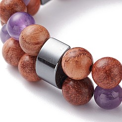 Bracelets extensibles en perles de bois naturel&nbsp;BJEW-JB06515