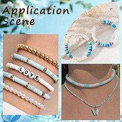 3 нить плоских круглых бусин из полимерной глины ручной работы&nbsp;CLAY-SC0001-69E