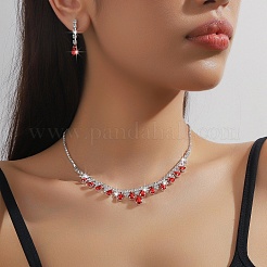 Collana con ciondolo a goccia in lega di strass e orecchino a bottone&nbsp;FS-WG7372C-02
