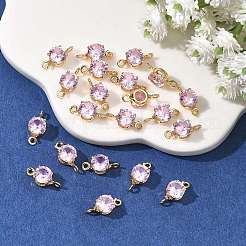 Shegrace Messing-Pavé-Zirkonia-flache runde Verbindungsanhänger&nbsp;XGRQ2O042-435B-G